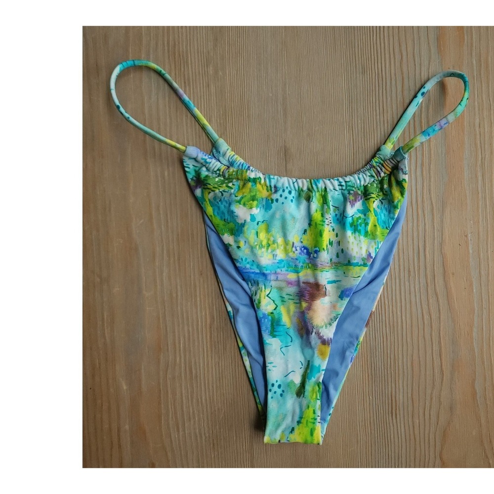 Blackbough Bikini Bottoms Womens 2XL Teal Secret Garden Watercolor High Cut Swim